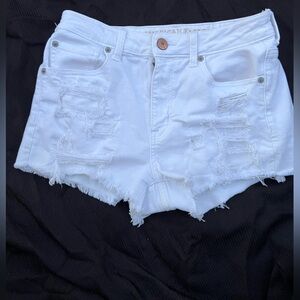 American Eagle White Distressed Denim shorts